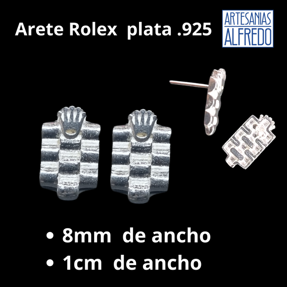 Arete Rolex plata .925