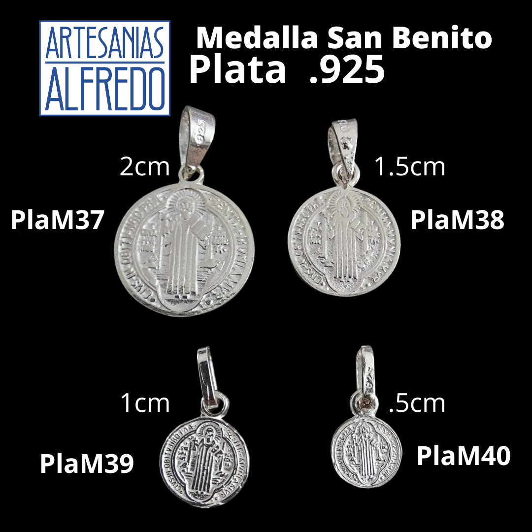 Dije Medalla San Benito plata .925 – ArtesaniasAlfredo