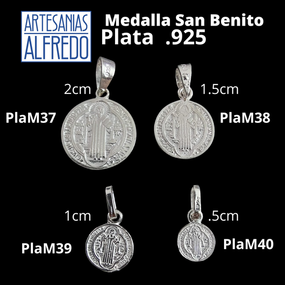 Dije Medalla San Benito plata .925