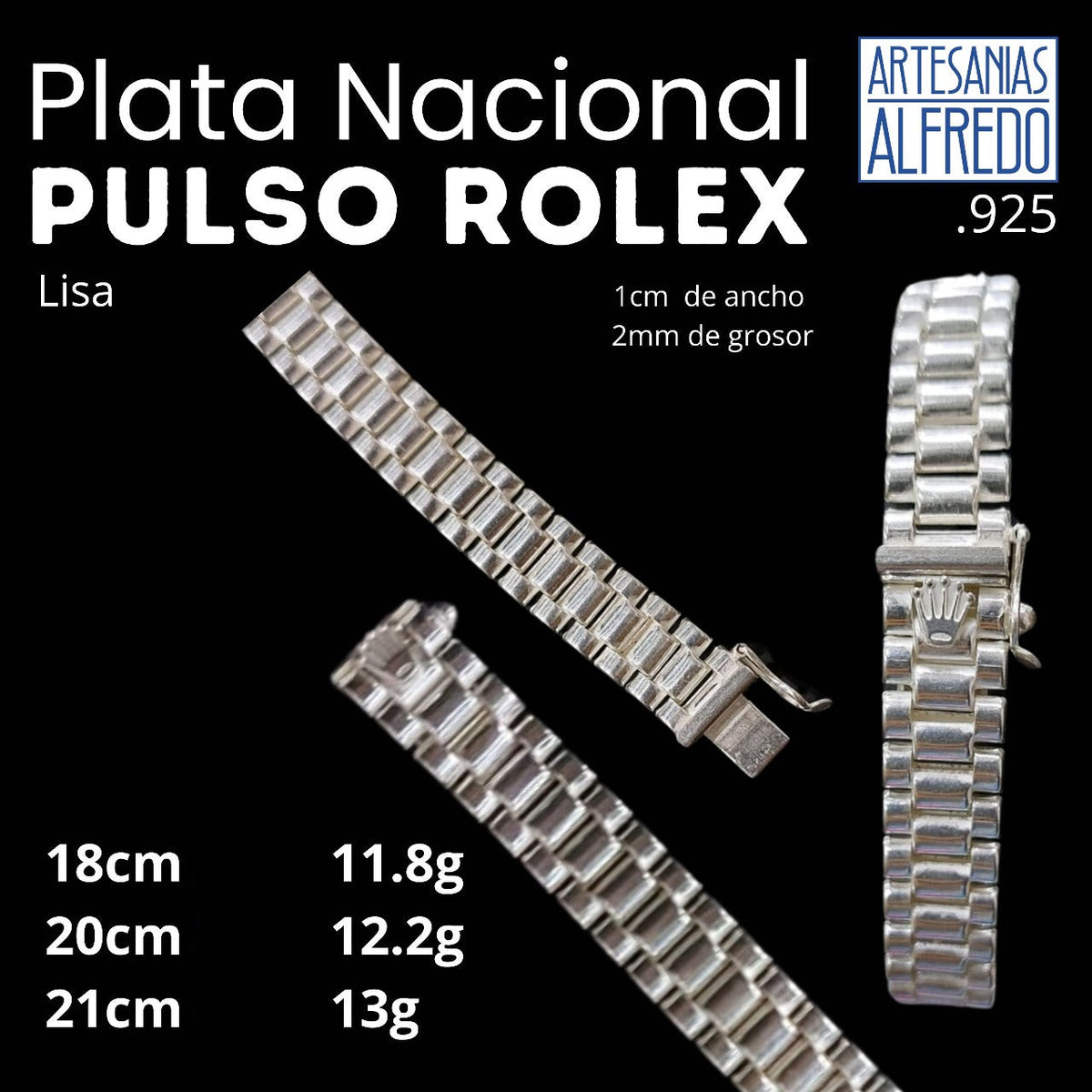 Pulsera ROLEX gruesa plata Liso