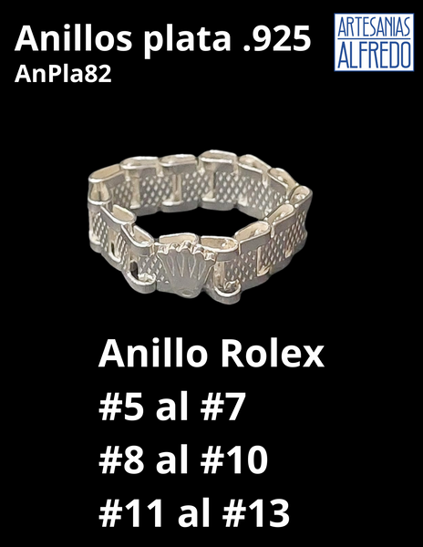 Anillo tipo rolex plata hotsell