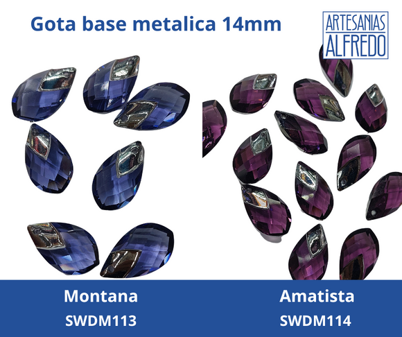 Dije Gota base metalica Swarovski 14mm