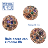 Bola #8 acero con zirconia colores mix