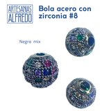 Bola #8 acero con zirconia colores mix