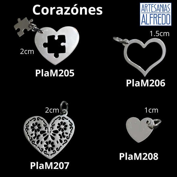 Dije corazón, corazones plata .925