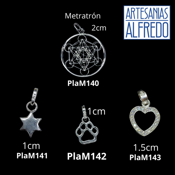 Dije Metatron, Estrella, Huella y Corazón plata .925