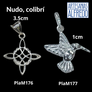 Dijes de plata .925 Nudo de Bruja y Colibrí