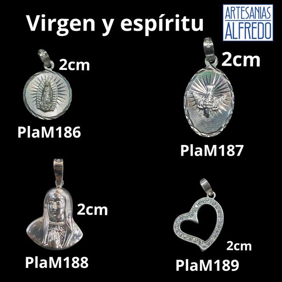 Dije Virgen y Espiritu Santo plata .925