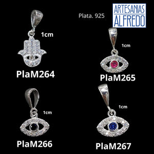 Dije mano de fatima y ojo turco con zirconia plata .925