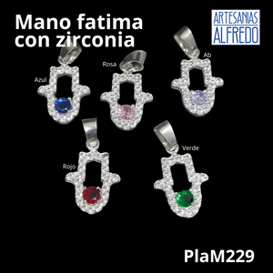 Dije Mano Fátima con Zirconia plata .925