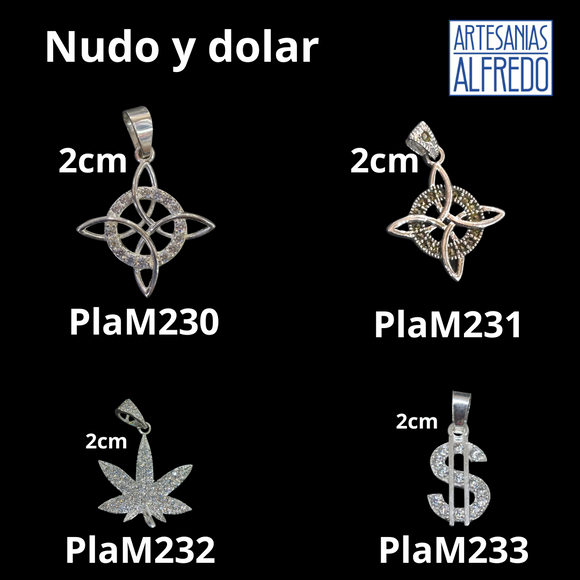 Dije Nudo y Dólar plata .925