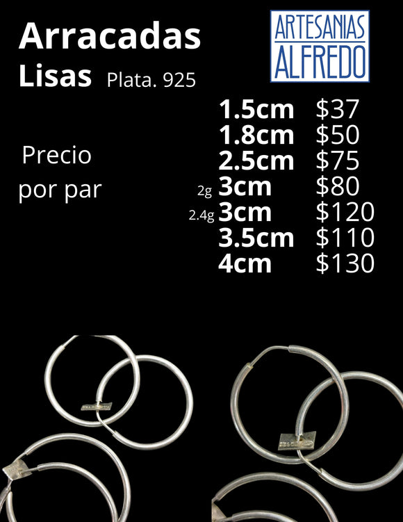 Arracadas Lisas plata .925