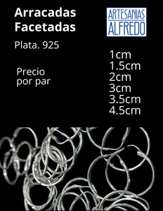 Arracadas Facetadas plata .925 Modelo 1