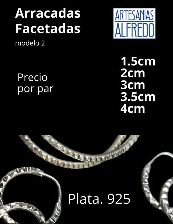 Arracadas Facetadas plata .925 Modelo 2