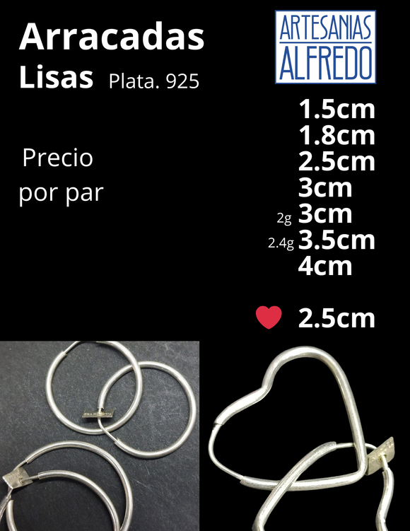 Arracadas Lisas plata .925