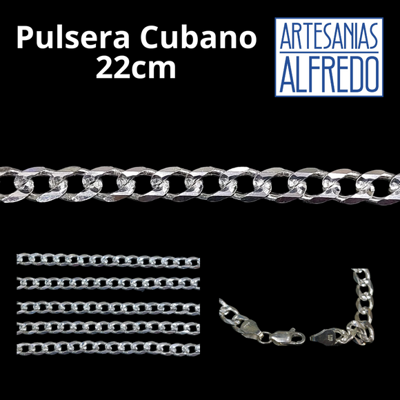 Pulsera Cubano Plata 22cm