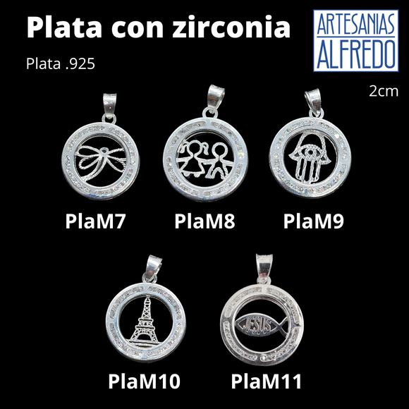 Dijes de plata con Zirconia Circulares