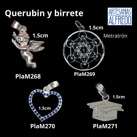 Dije Querubín y birrete plata .925