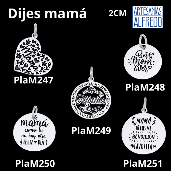 Dije Mamá día de las madres plata .925