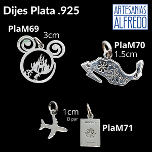 Dijes plata .925 Viajes, México, Avión, Pasaporte, Disney