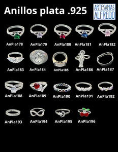 Anillo con piedra de colores modelos 178 al 196