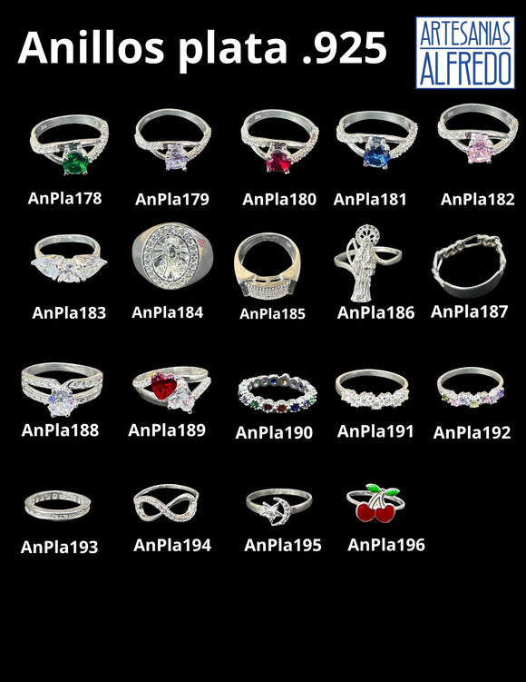 Anillo con piedra de colores modelos 178 al 196