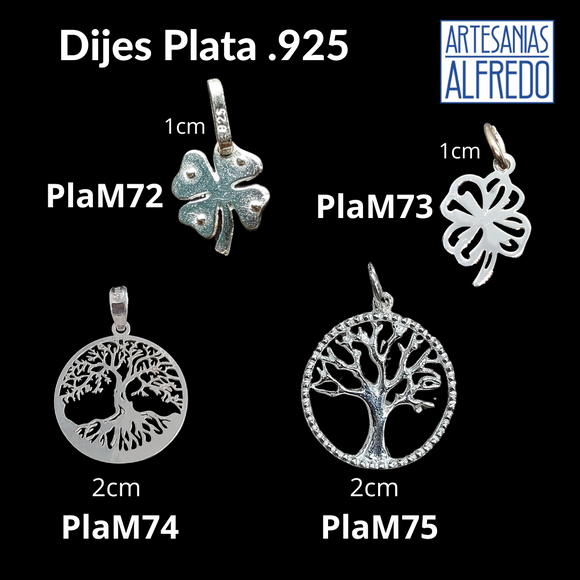 Dijes plata .925 Arbol de la vida y Trébol