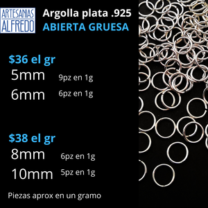 Argolla abierta gruesa  de plata .925