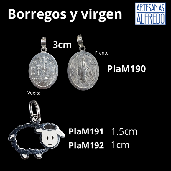 Dije Virgen Milagrosa y borrego plata .925