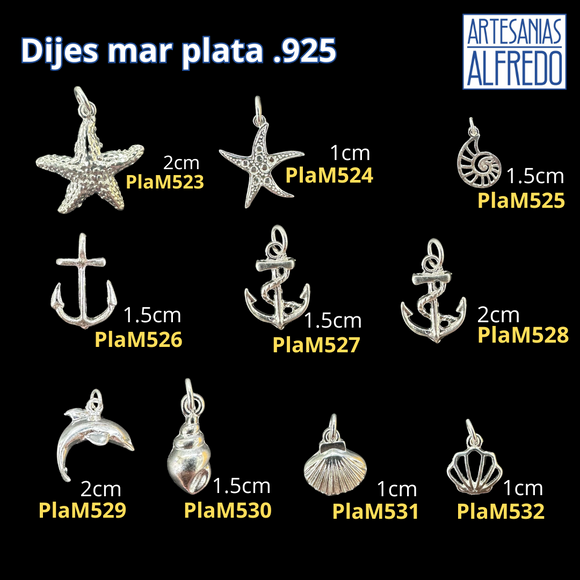 Dijes de mar de plata .925