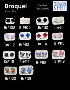 Broquel esmaltado  trébol plata .925 tabla7