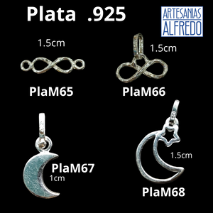 Dijes de plata infinito y lunas .925