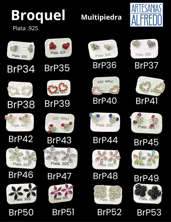 Broquel Multi piedra plata .925 tabla 3
