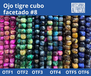 Ojo de tigre CUBO facetado #8