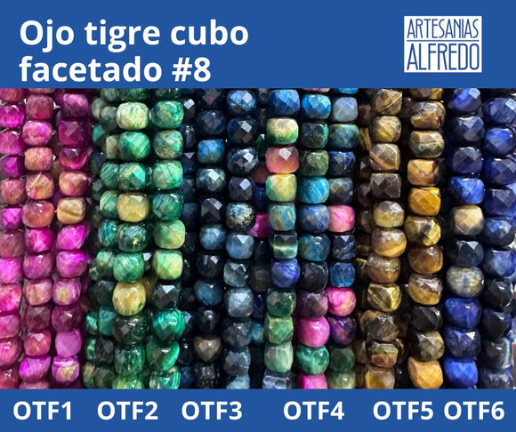 Ojo de tigre CUBO facetado #8