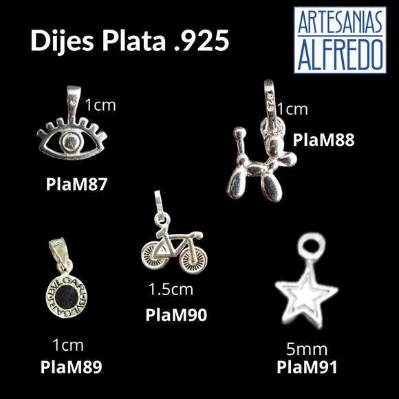 Dijes plata .925 Ojo, Perro, Bicicleta, Estrella