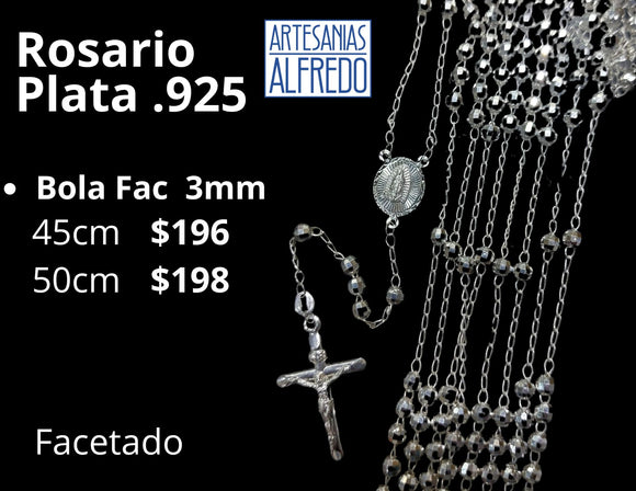 Rosario bola facetada #3 plata .925