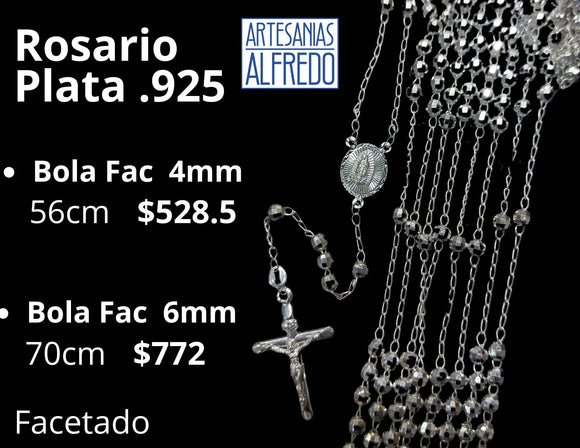 Rosario bola facetada #4 y #6 plata .925