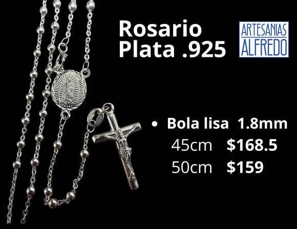 Rosario bola lisa  #1.8mm plata .925