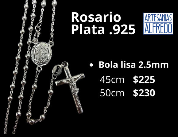 Rosario bola lisa #2.5cm plata .925