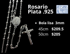 Rosario bola lisa #3mm plata .925