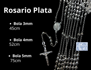 Dije y Cadena Rosario 3mm 4mm 5mm