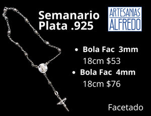 Semanario plata .925 bola facetada #3 y #4