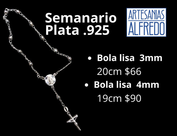 Semanario plata .925 bola lisa