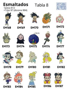 Dijes Esmaltados Dragon Ball, Snoopy, Totoro, Pincipito tabla 8
