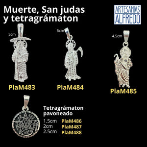 tetragrámaton pavoneado  y Santa muerte  plata .925