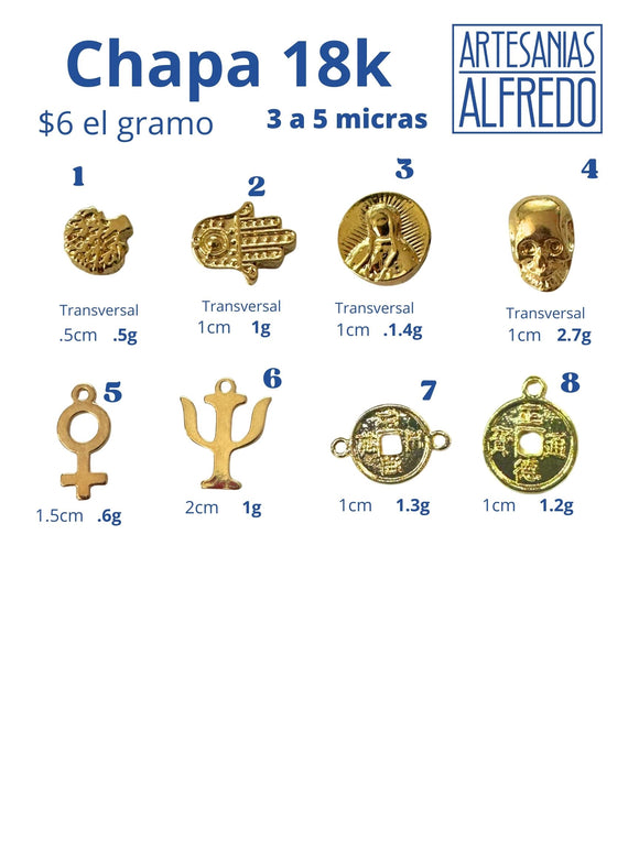 Transversales y símbolos de chapa de oro 18k