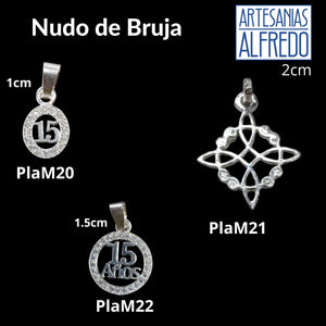 Dijes de plata .925 Nudo de Bruja y XV años